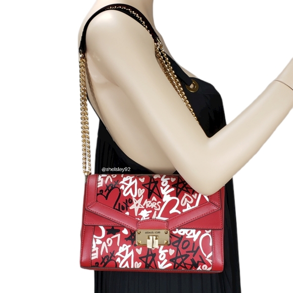 Michael Kors Handbags - Michael Kors Kinsley Graffiti MD Shoulder Bag Red